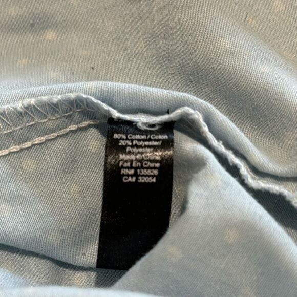 Sleeveless Polka Dot Button-Up Shirt By Lue Light Blue With Frayed Armholes M - Picture 3 of 10